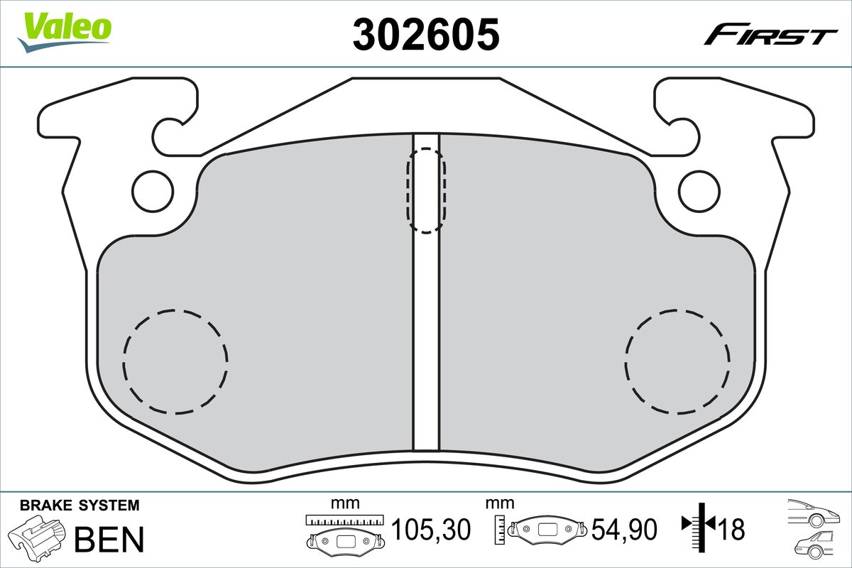 VALEO Fékbetét, mind 302605_VALEO